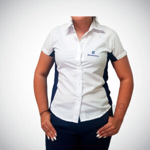 Blusa mujer combinada blanco-azul